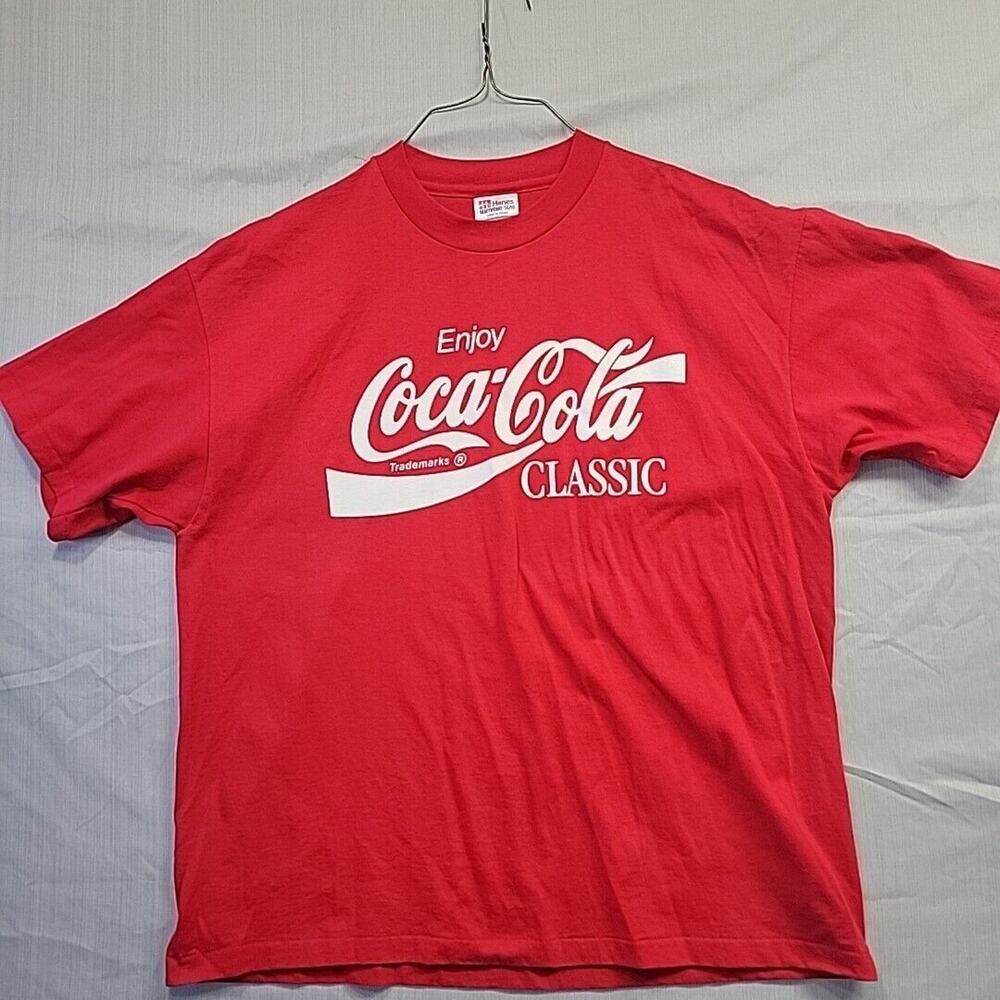 Vtg 80s Coca-Cola Classic Red Retro T-Shirt Single Stitch Hanes 50/50 XL NOS